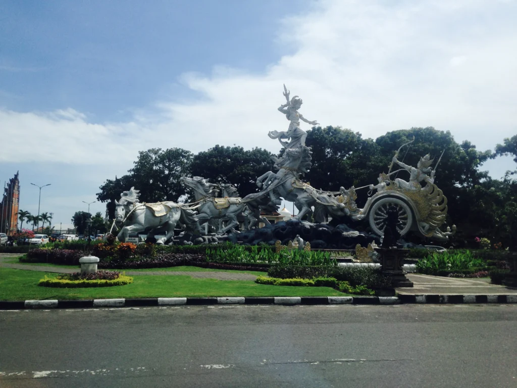 Satria Gatotkaca statue depicting the heroic warrior from Mahabharata mythology in Bali, Indonesia